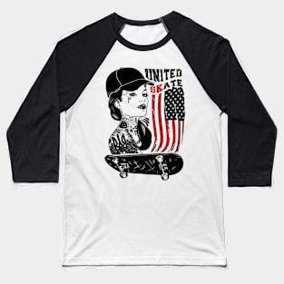 Women's United Skate Girl Skateboarder Retro Vintage Gift Skateboarding SK8 Baseball T-Shirt